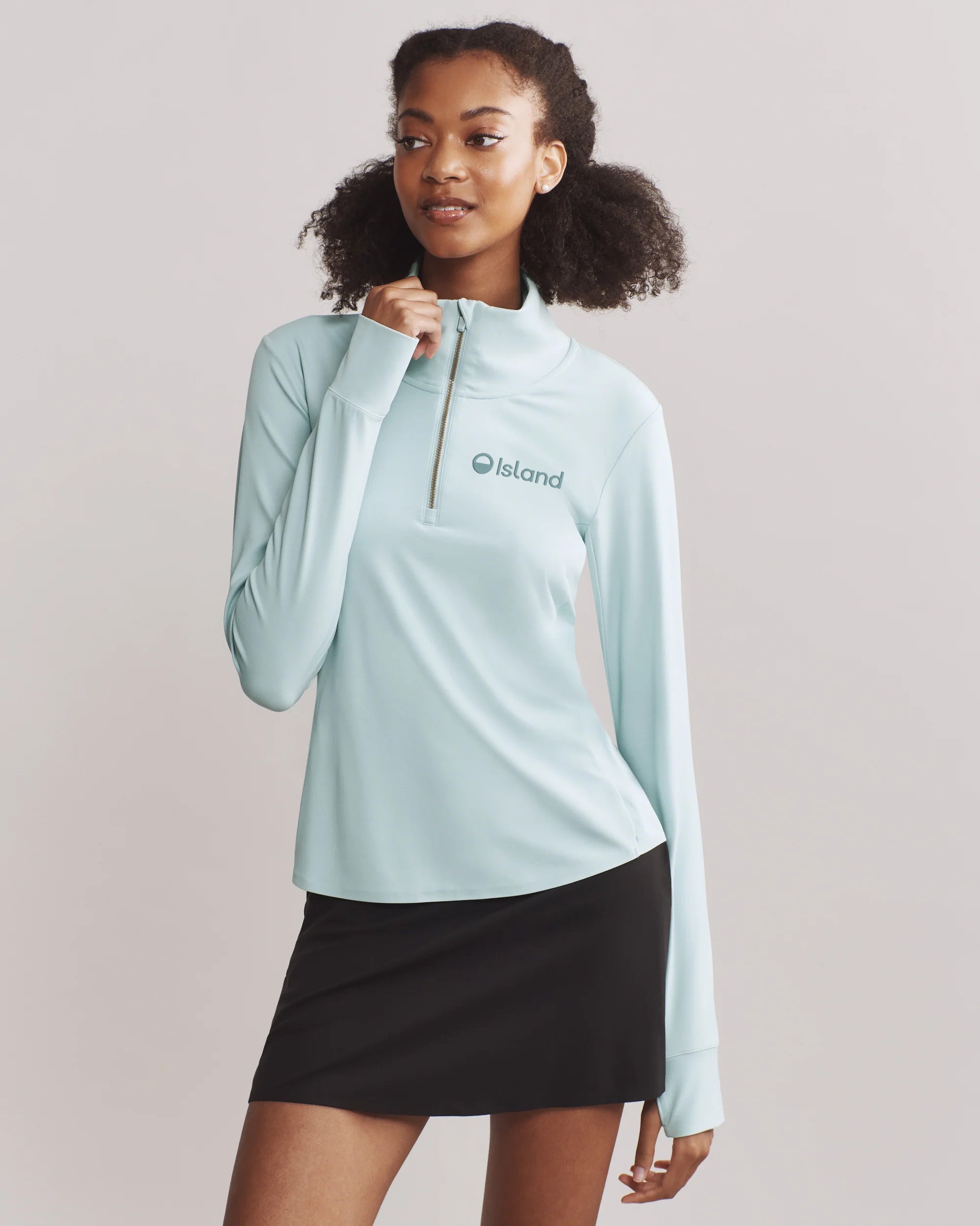Women's Rhone Course to Court 1/4 Zip - Blue Cloud